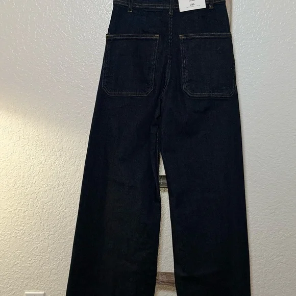 Zara Dark Indigo Wide Leg Jeans - Picture 4 of 4